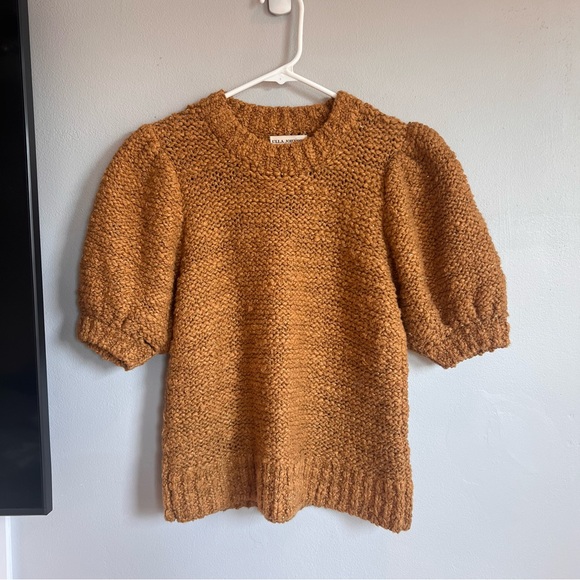 Ulla Johnson Zula Pullover Sweater Puff Sleeve Ochre Brown Gold Size P - Picture 4 of 9